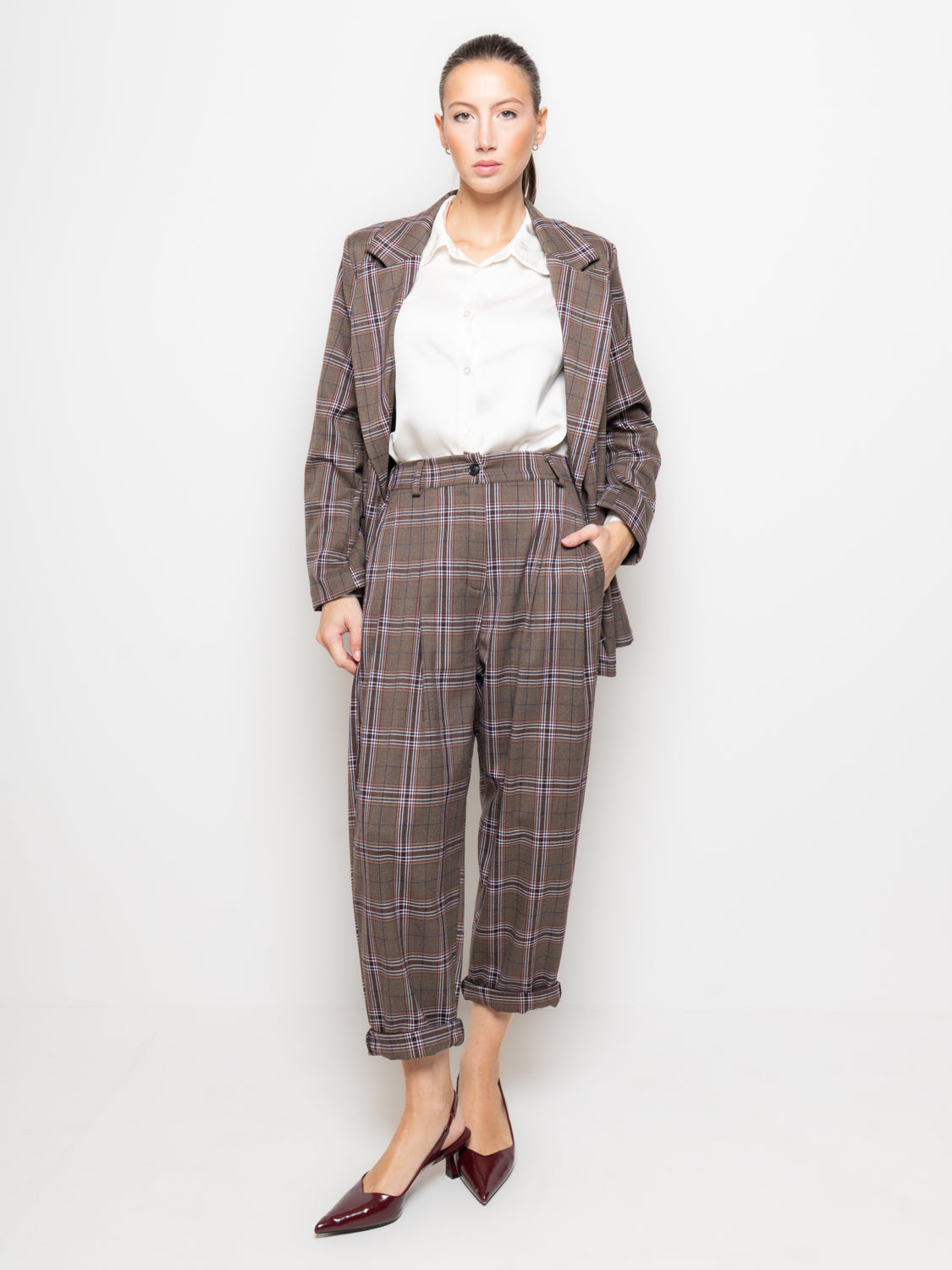 Pantalone tartan con pences