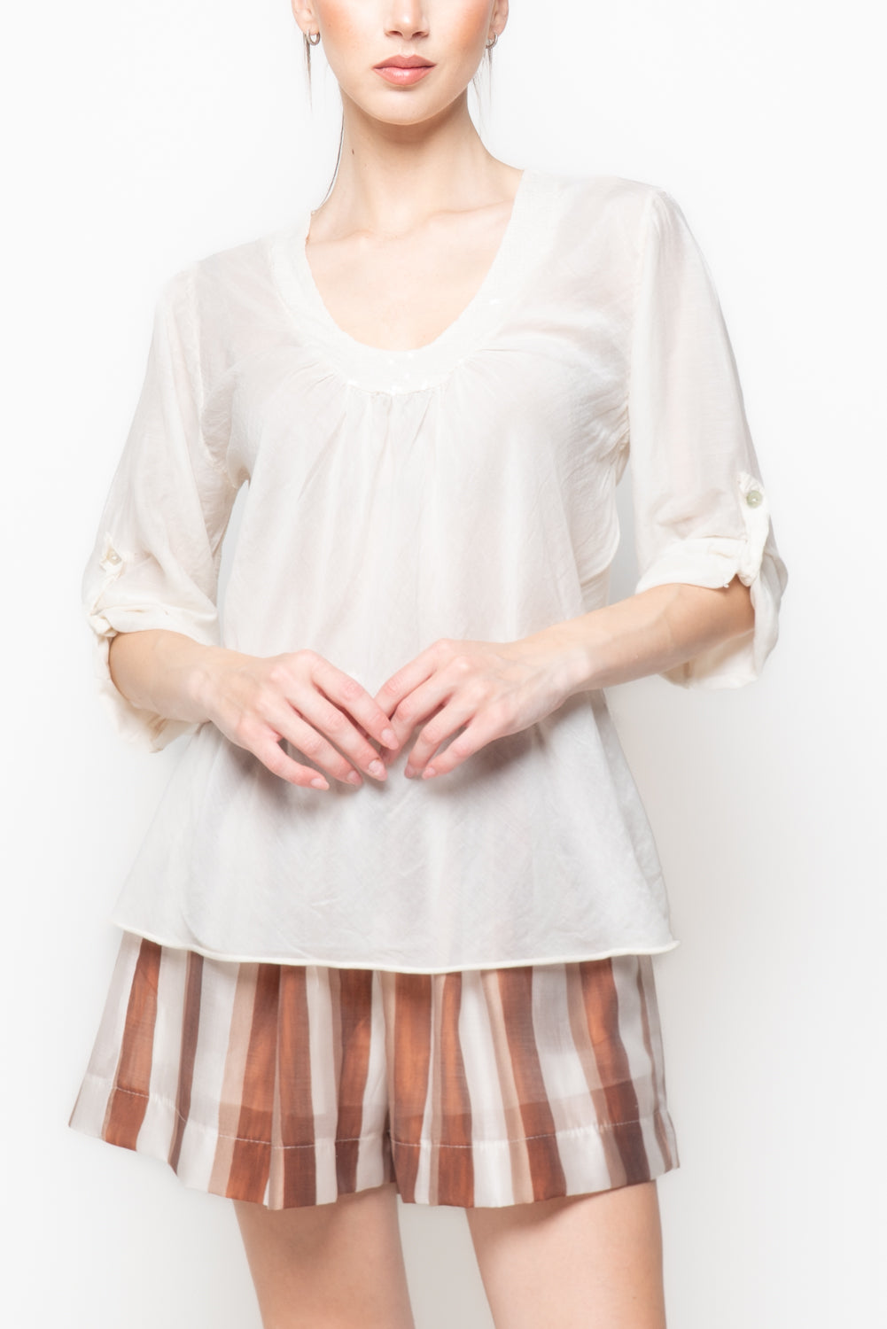 Blusa con Scollo a V e Paillettes