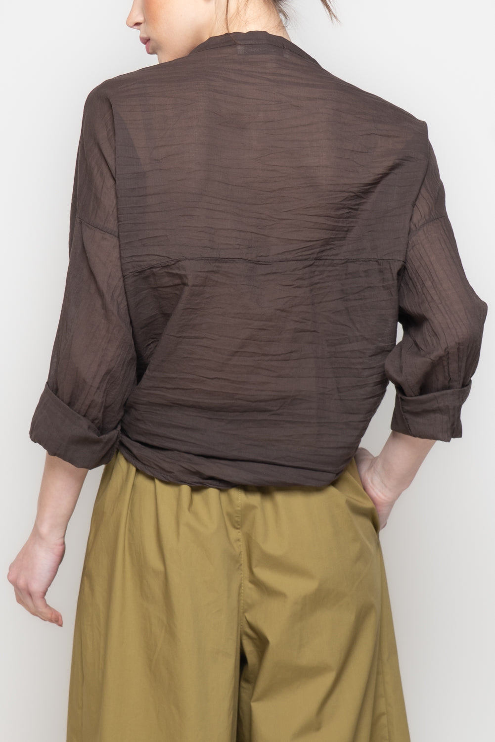 Camicia Oversize con Scollo alla coreana