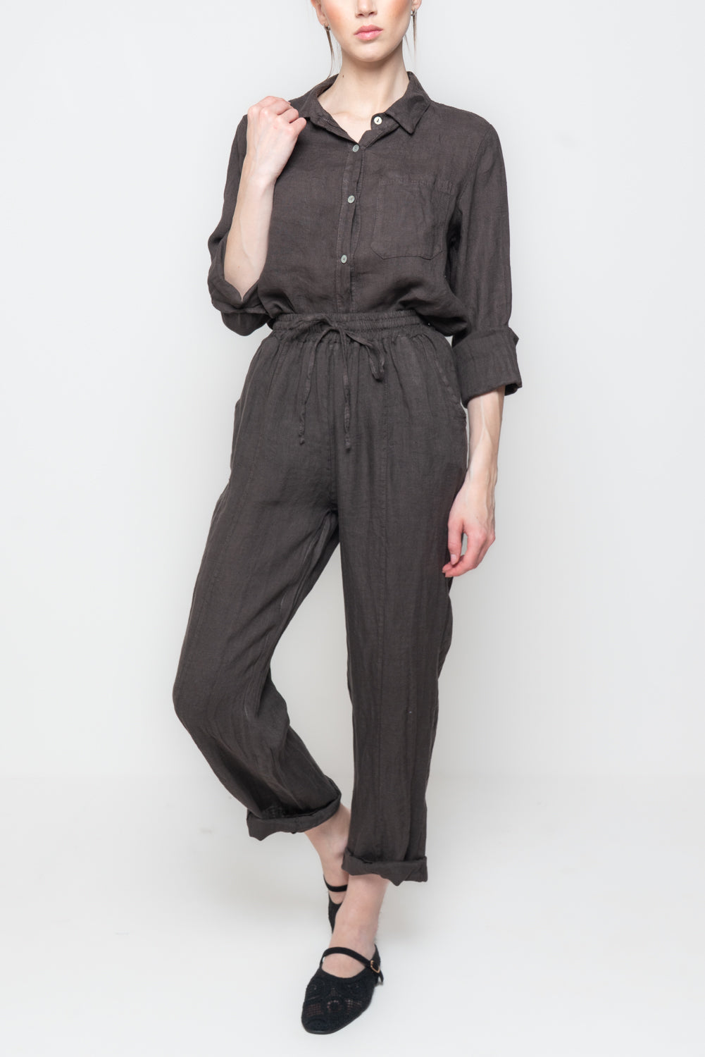 Pantaloni in Lino con Coulisse