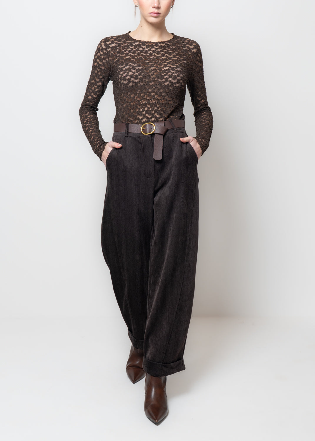 Pantaloni baggy in velluto