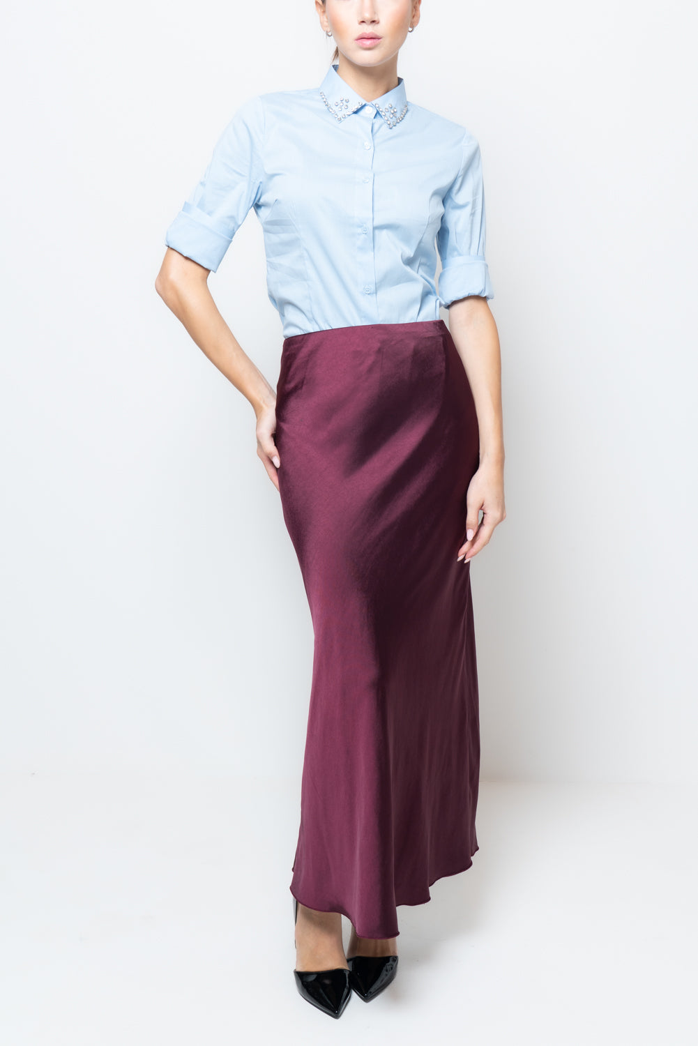 Gonna in satin lunga