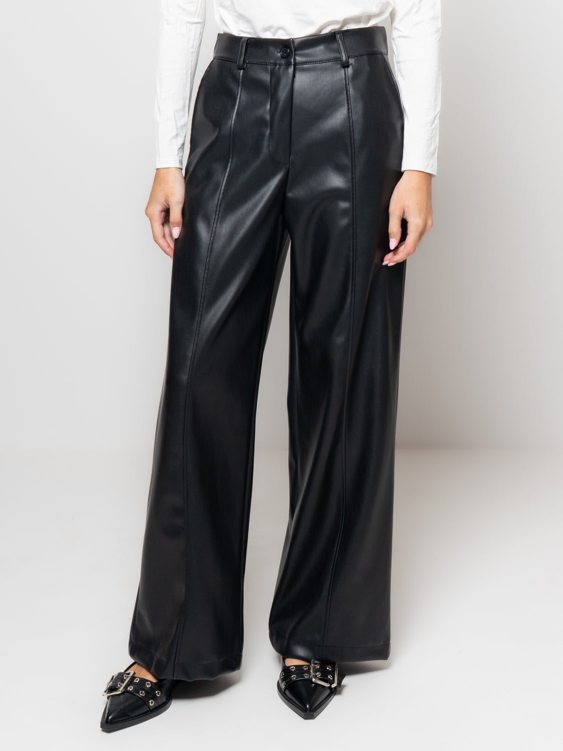 Pantalone palazzo in similpelle