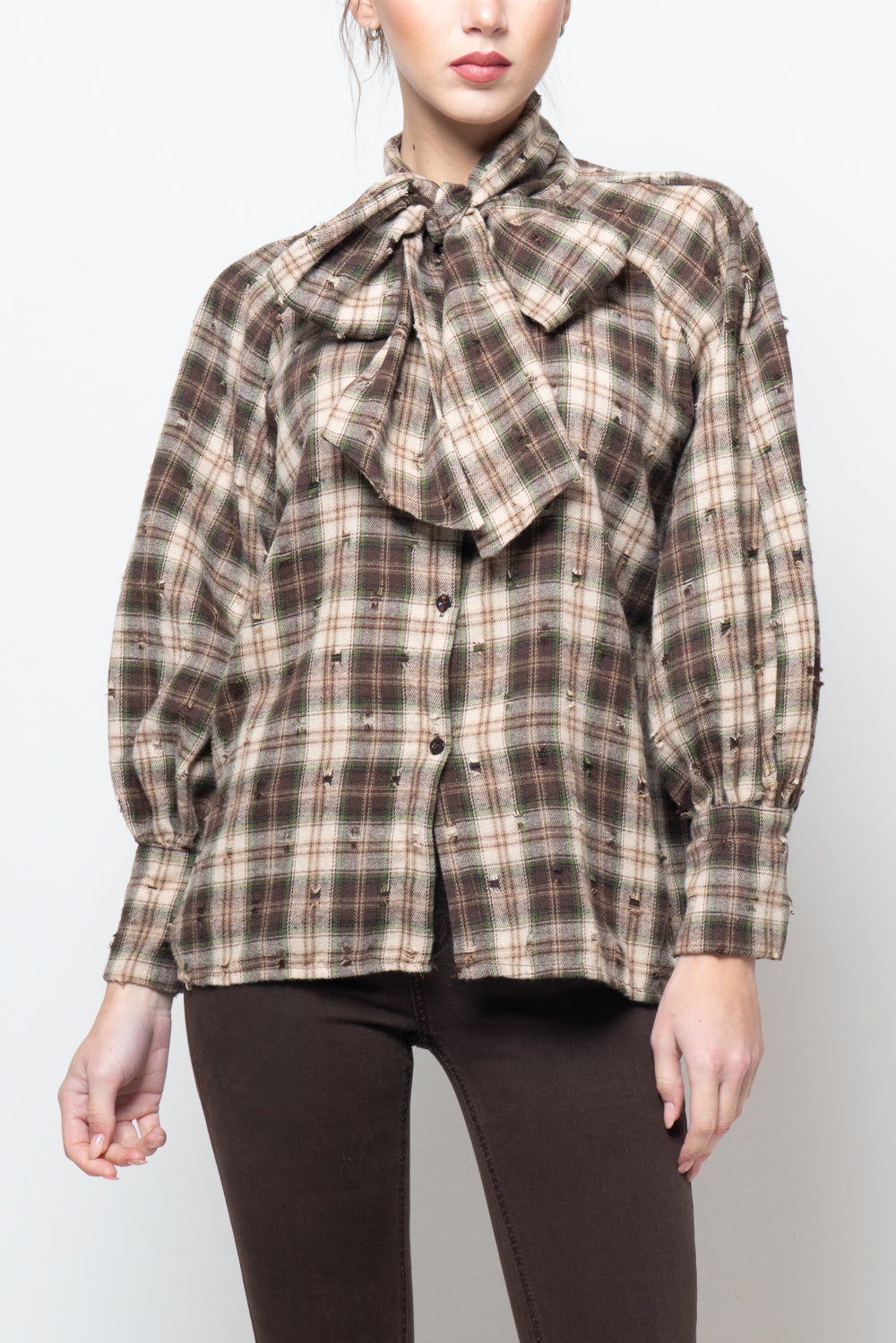 Camicia a quadri con fiocco