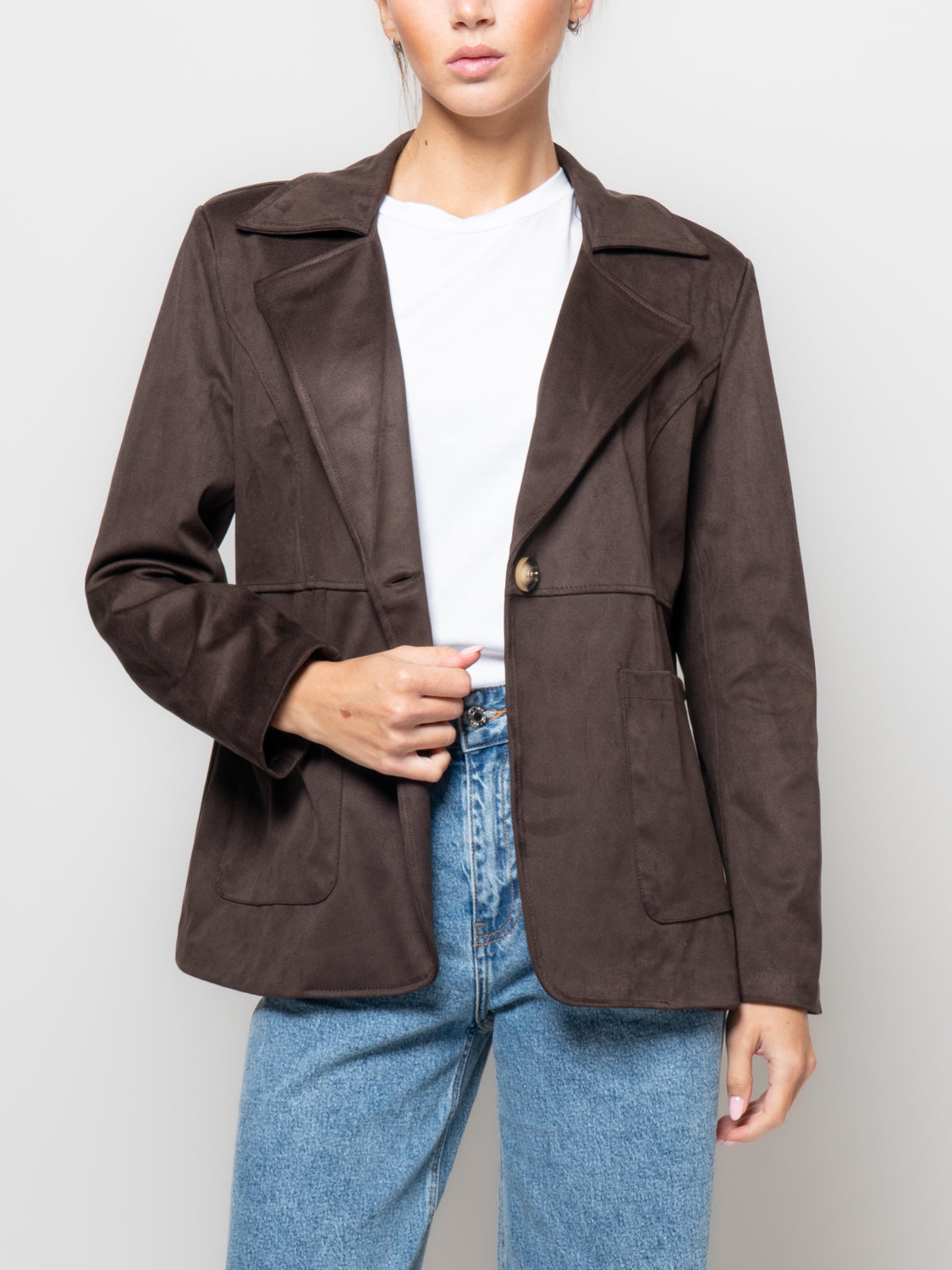 Giacca in suede con cuciti