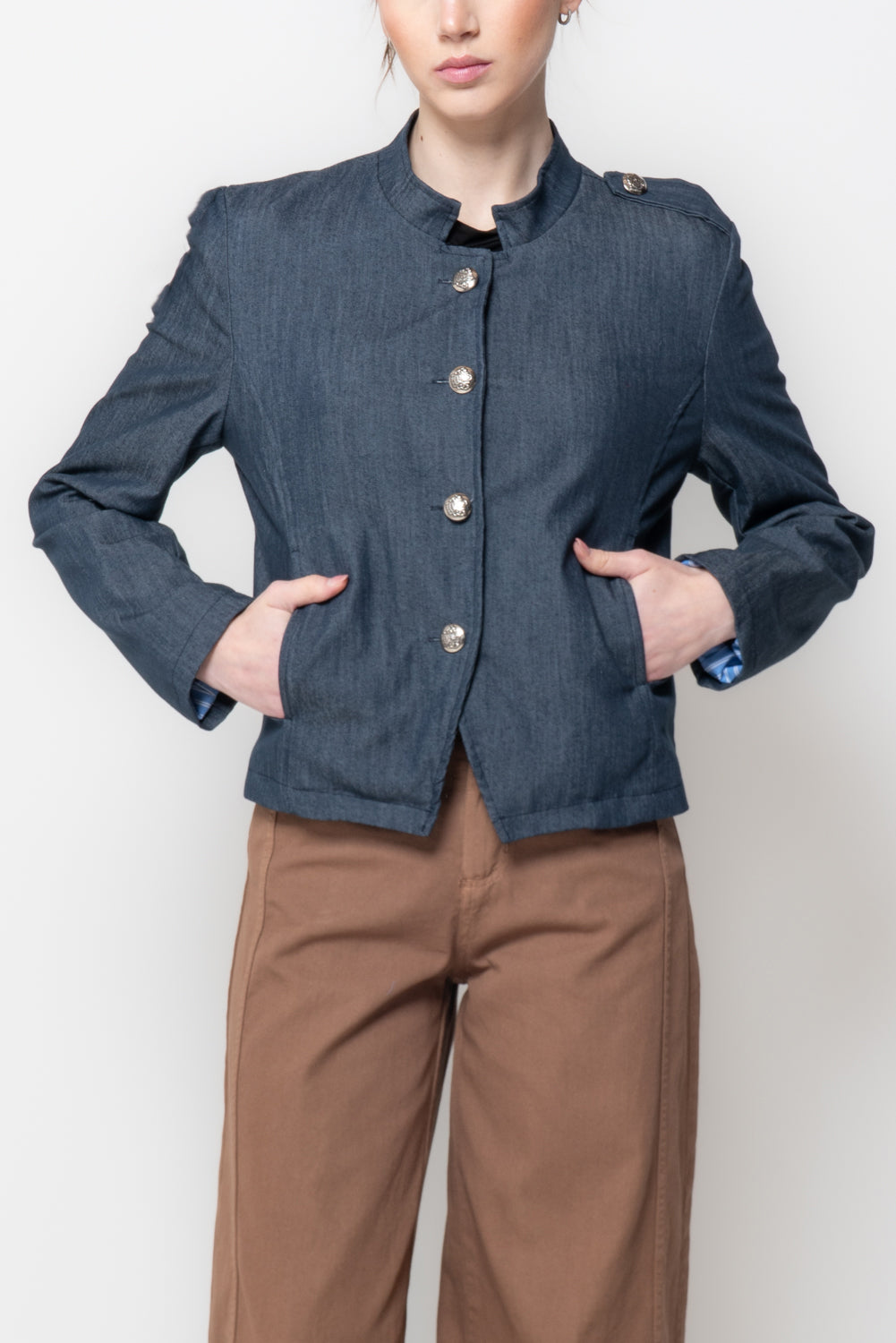 Giacca Napoleon in Gabardina