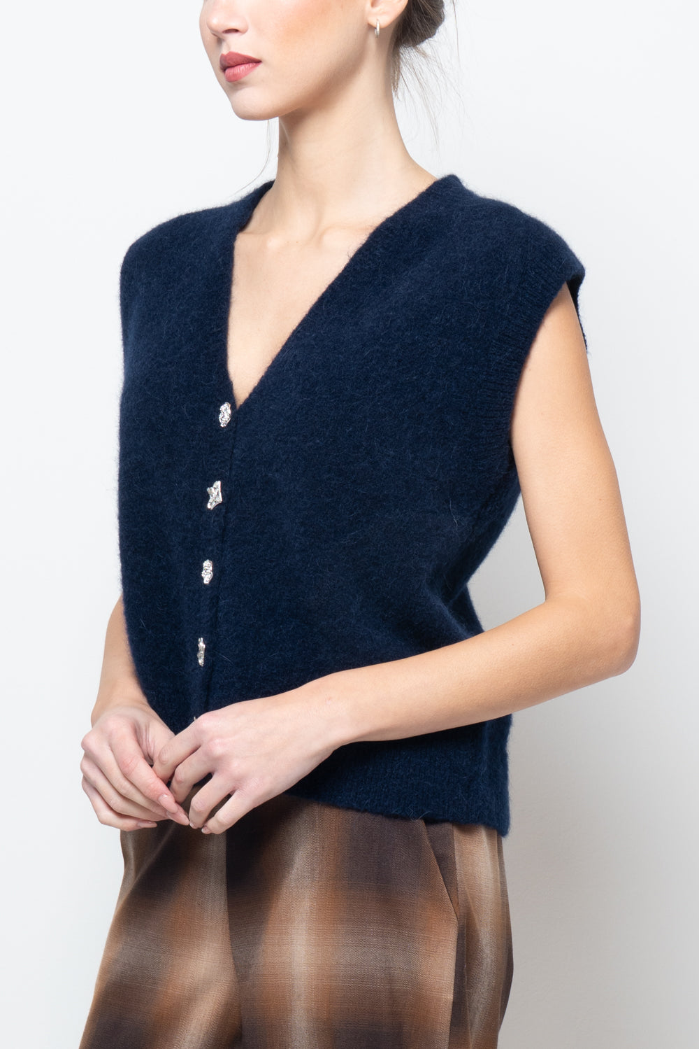 Gilet con bottoni gioiello