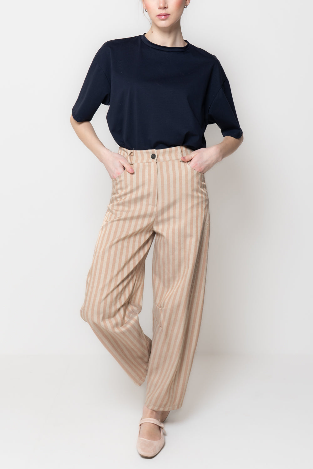 Pantalone Barrel a Righe
