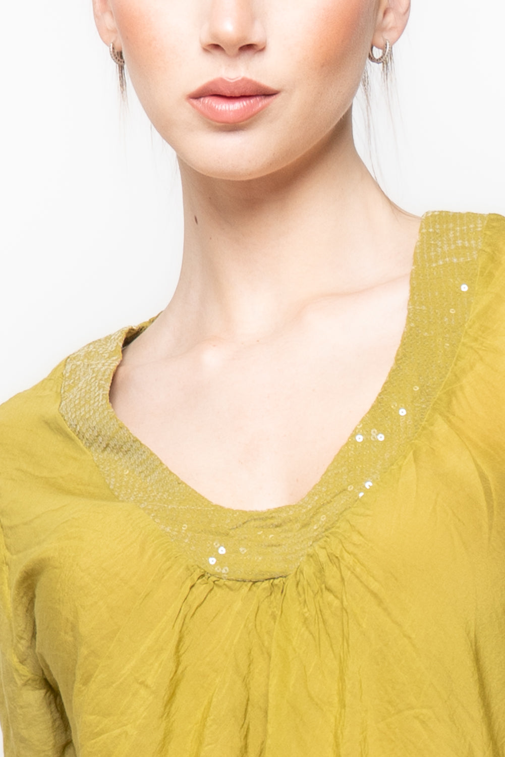 Blusa con Scollo a V e Paillettes