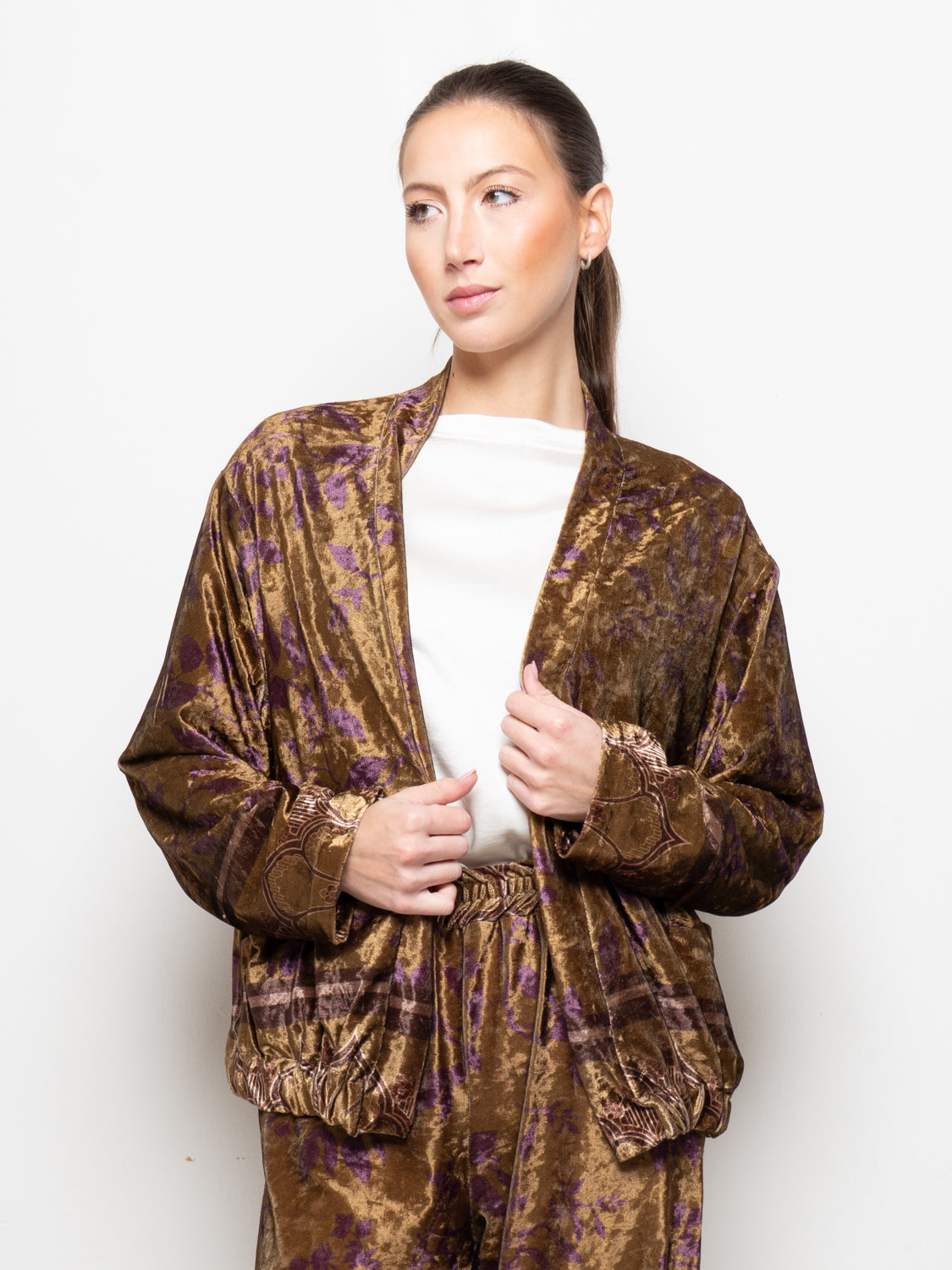 Blazer in velluto stampa floreale
