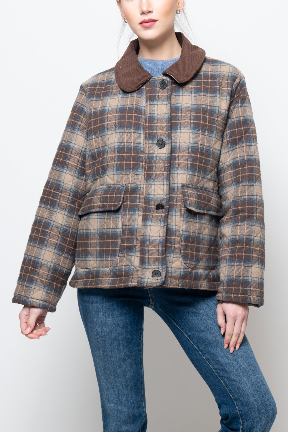 Giubbotto a quadri con colletto