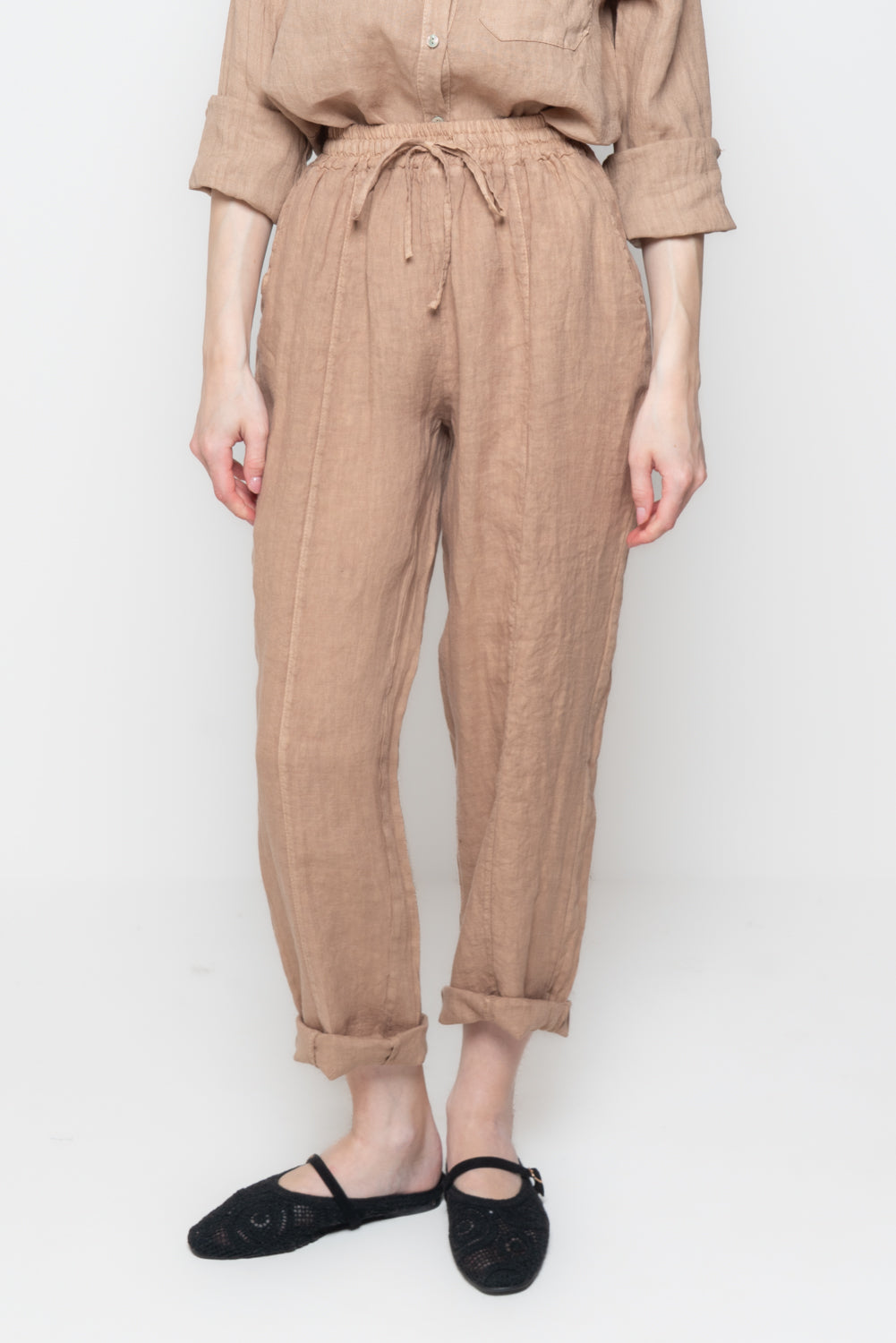 Pantaloni in Lino con Coulisse