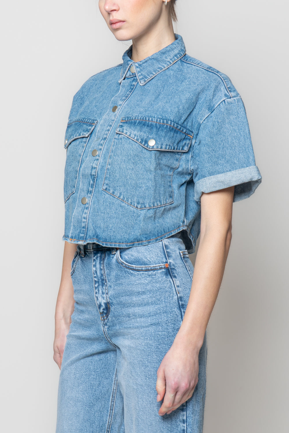 Sovracamicia in denim cropped