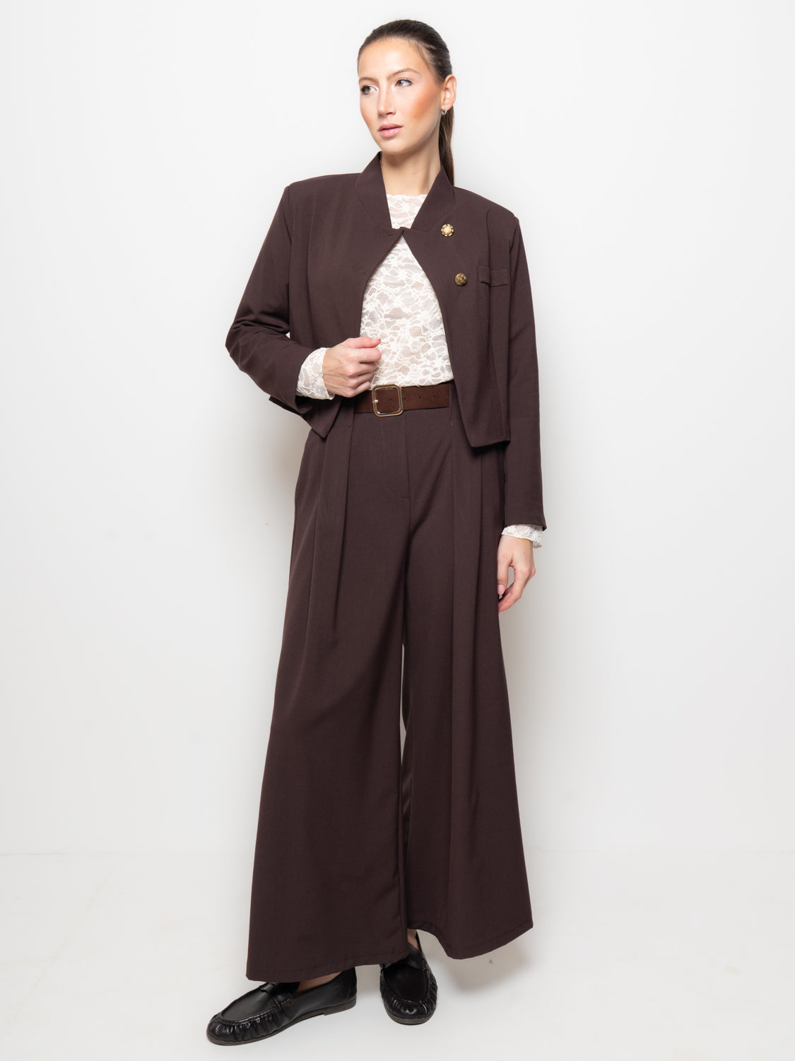 Pantalone palazzo con cintura