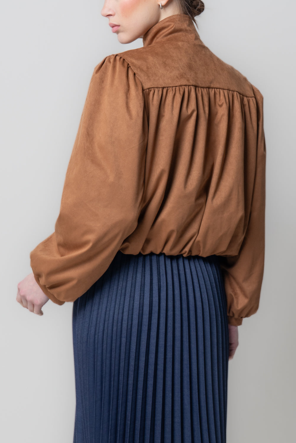 Bomber Scamosciato con Arricciature