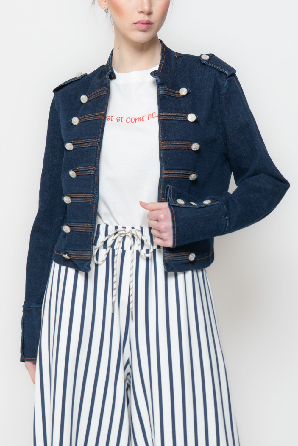 Giacca in Denim in Stile Napoleone