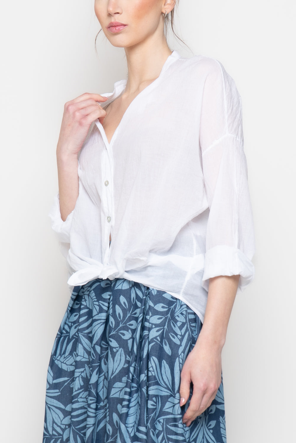 Camicia Oversize con Scollo alla coreana