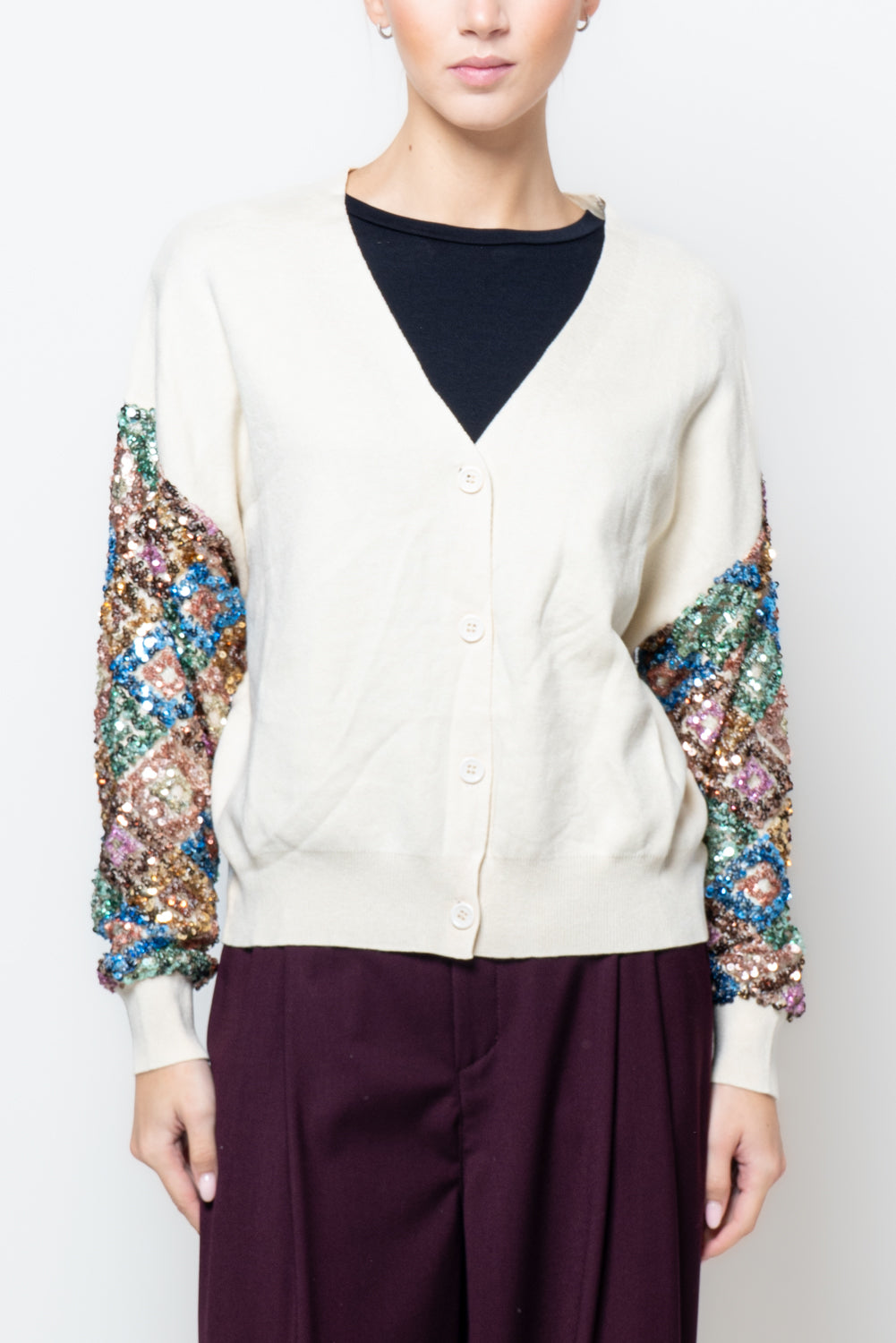 Cardigan manica paillettes