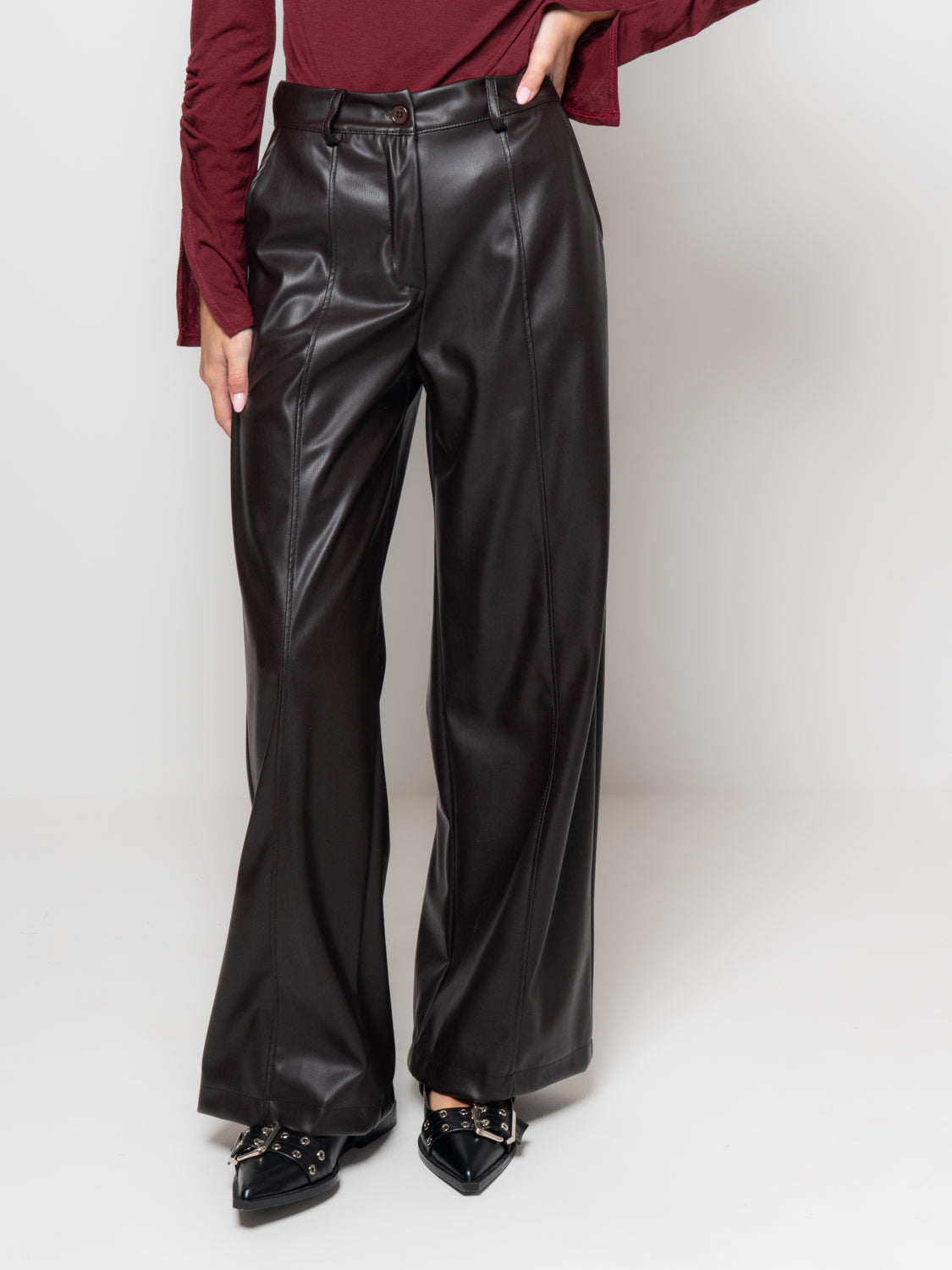 Pantalone palazzo in similpelle