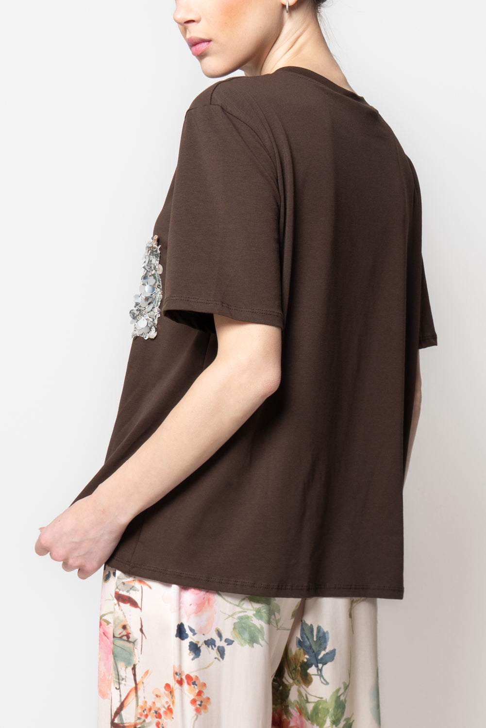 T-shirt con Tasca Paillettes