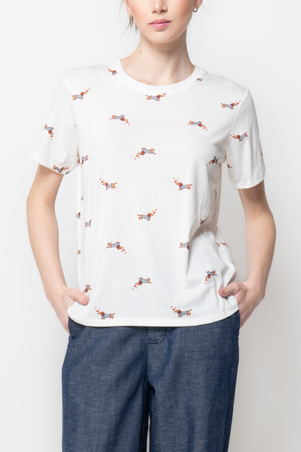 T-shirt con stampa canini