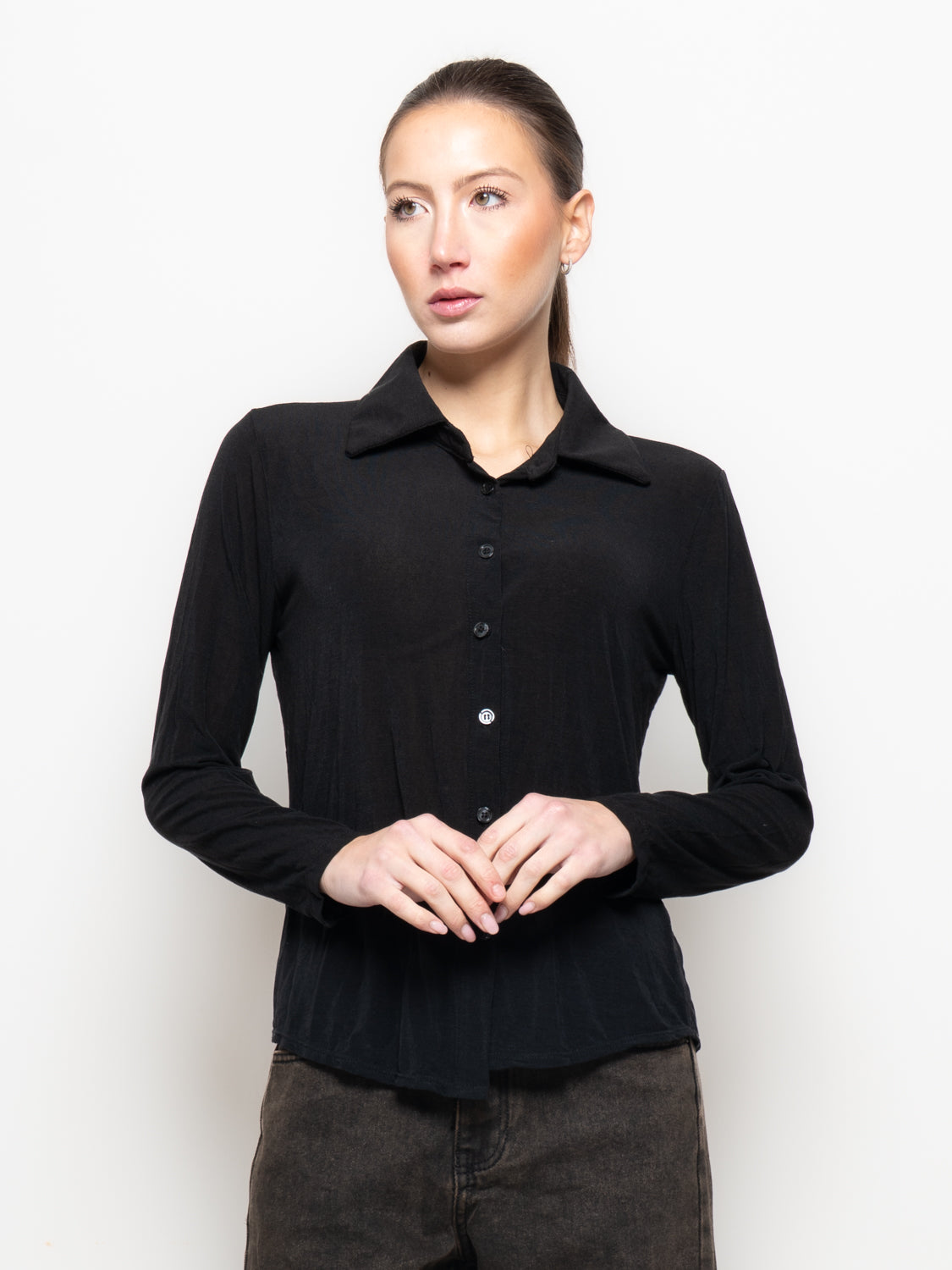 Camicia misto cashmere con colletto