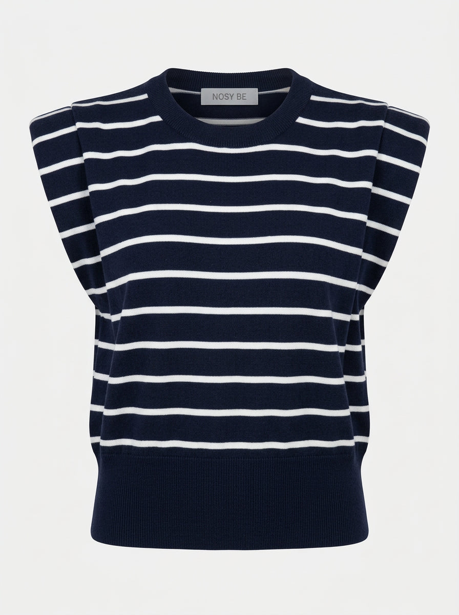 Maglia a Righe con Spalline Imbottite