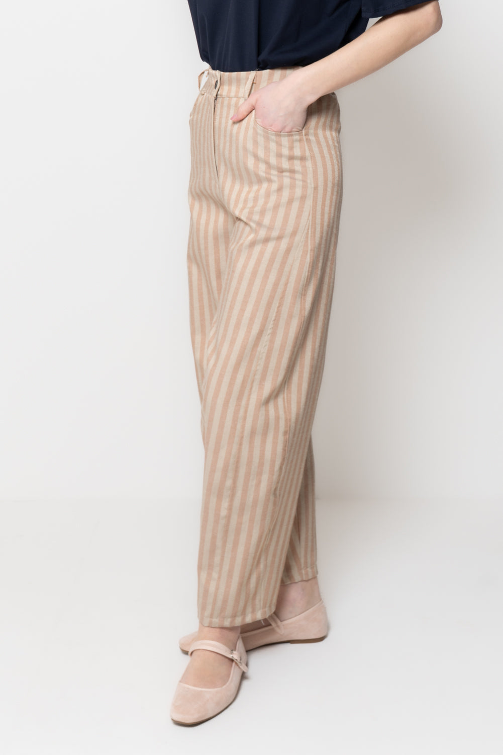 Pantalone Barrel a Righe