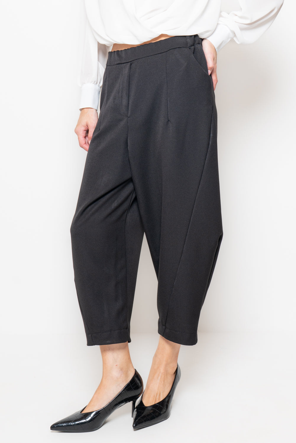 Pantalone baggy vita alta