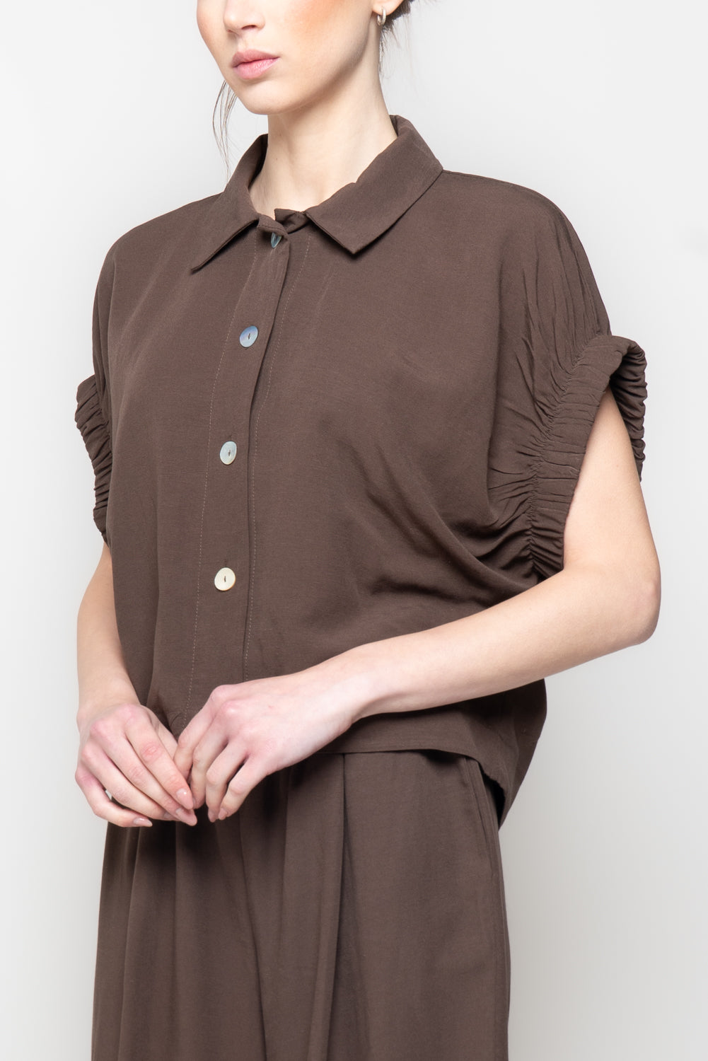Camicia con Maniche Arricciate