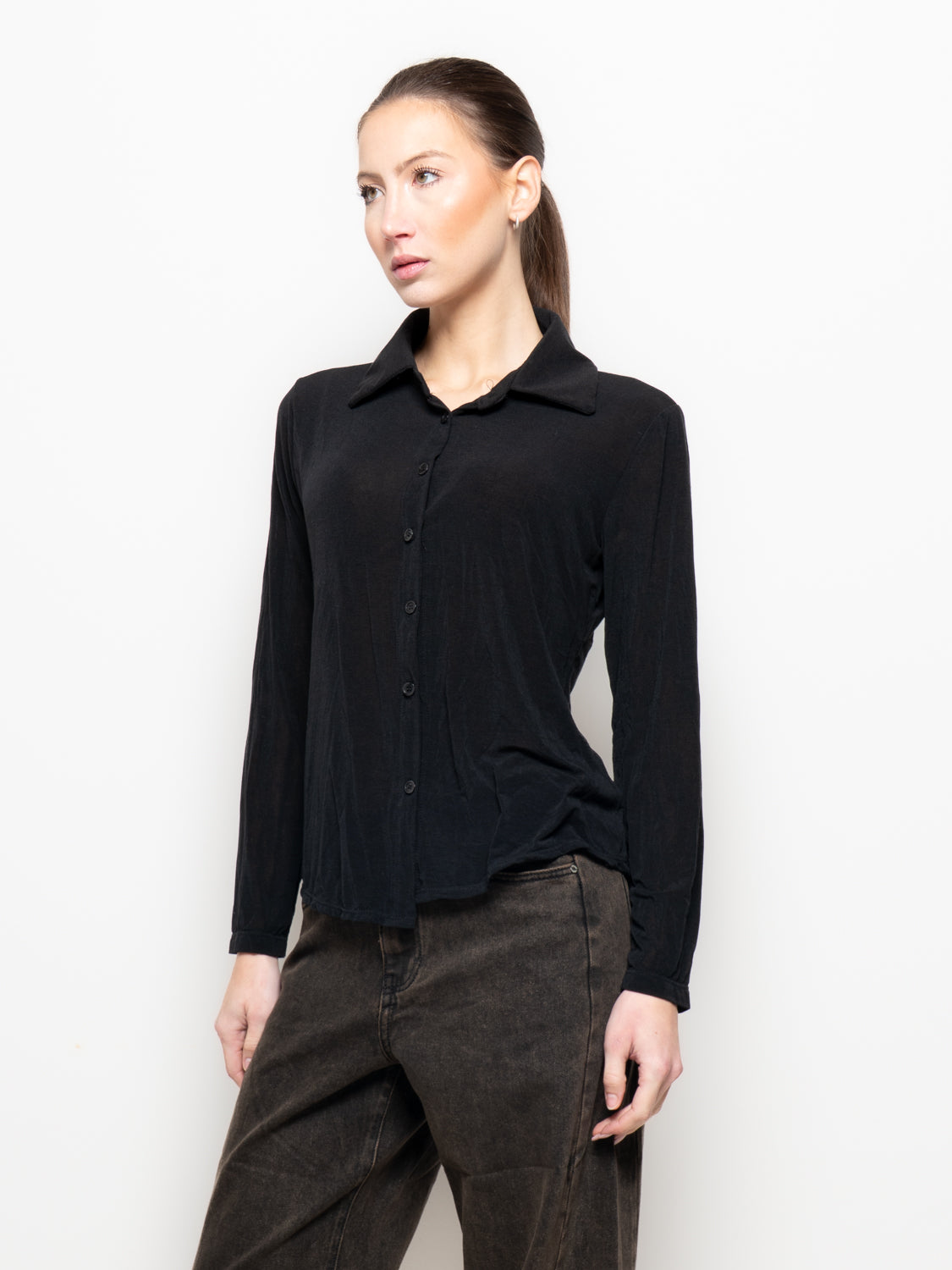 Camicia misto cashmere con colletto