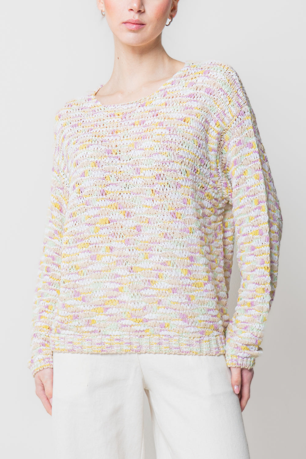 Maglia Girocollo in Filato Fiammato Multicolor