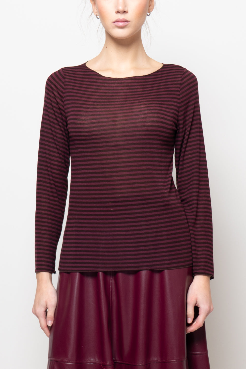 T shirt in misto cashmere a righe