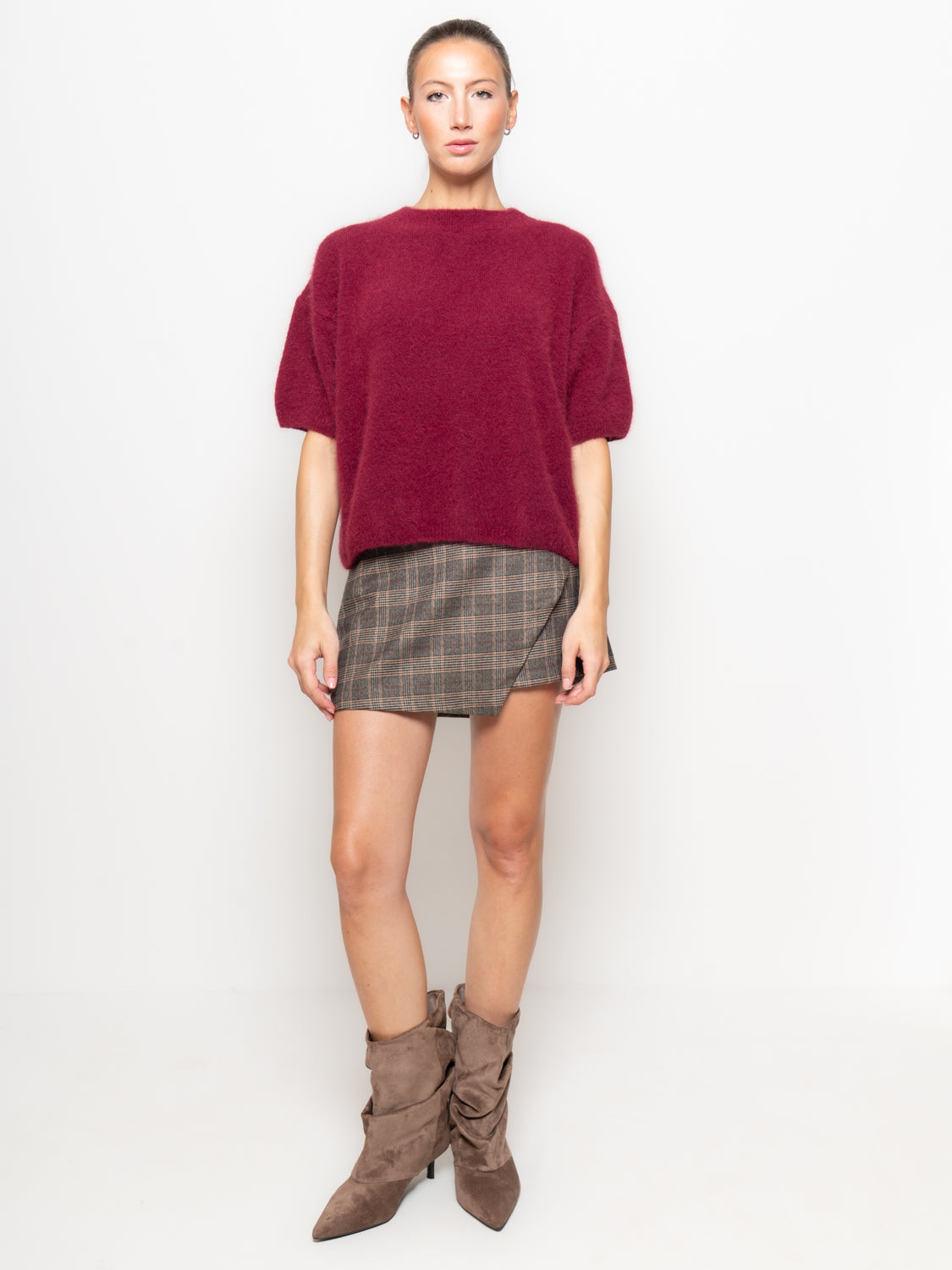 Maglia in angora a manica corta