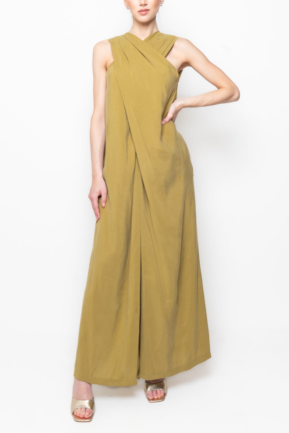 Tuta Intera Incrociata con Pantalone Wide Leg