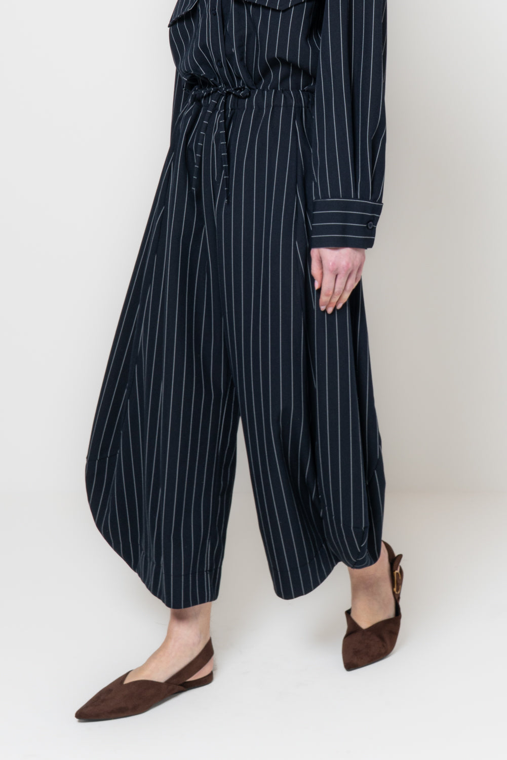 Pantalone barrel gessato