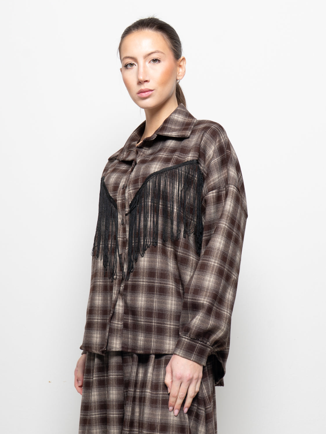 Camicia a quadri con frange
