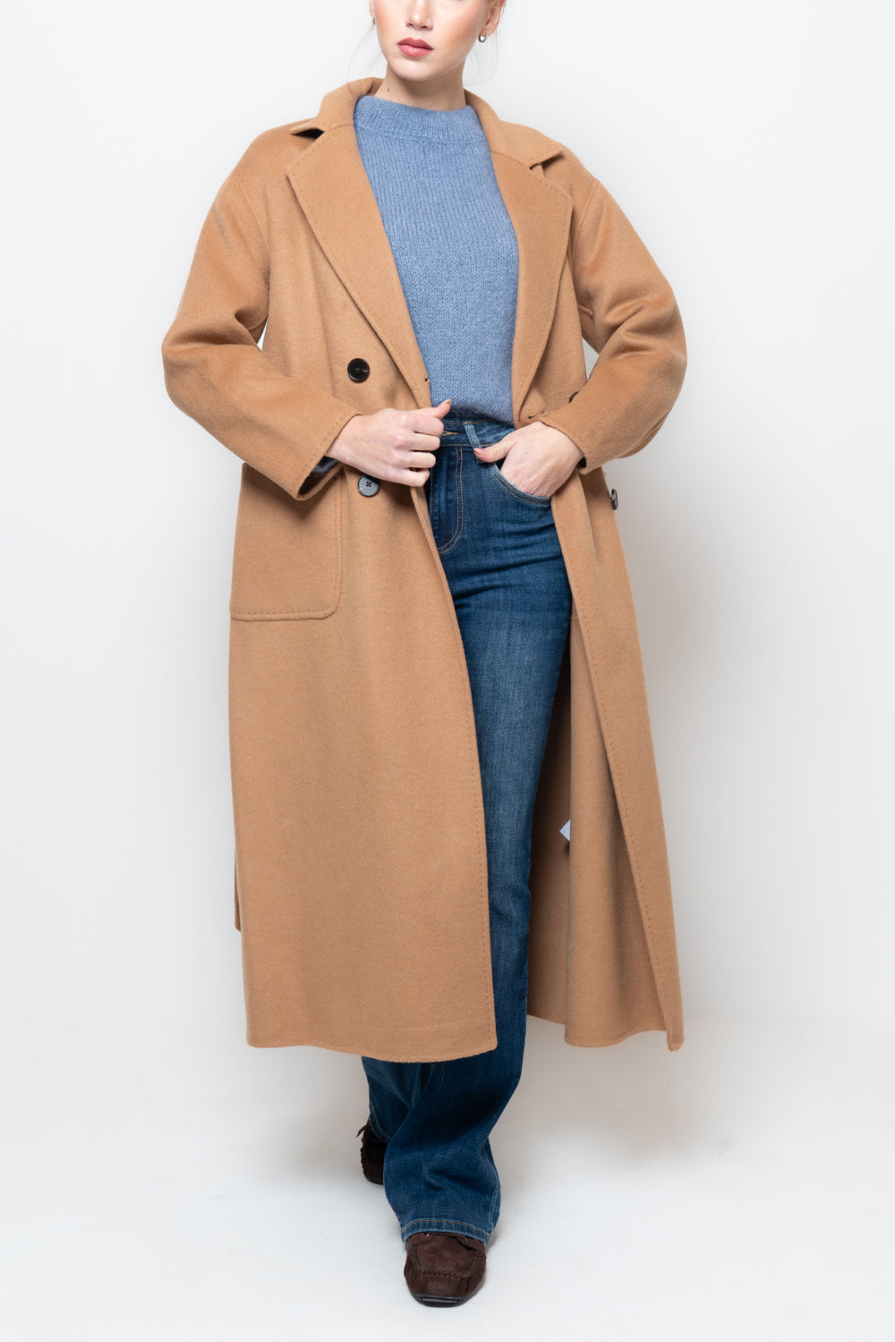 Cappotto doppiopetto misto lana