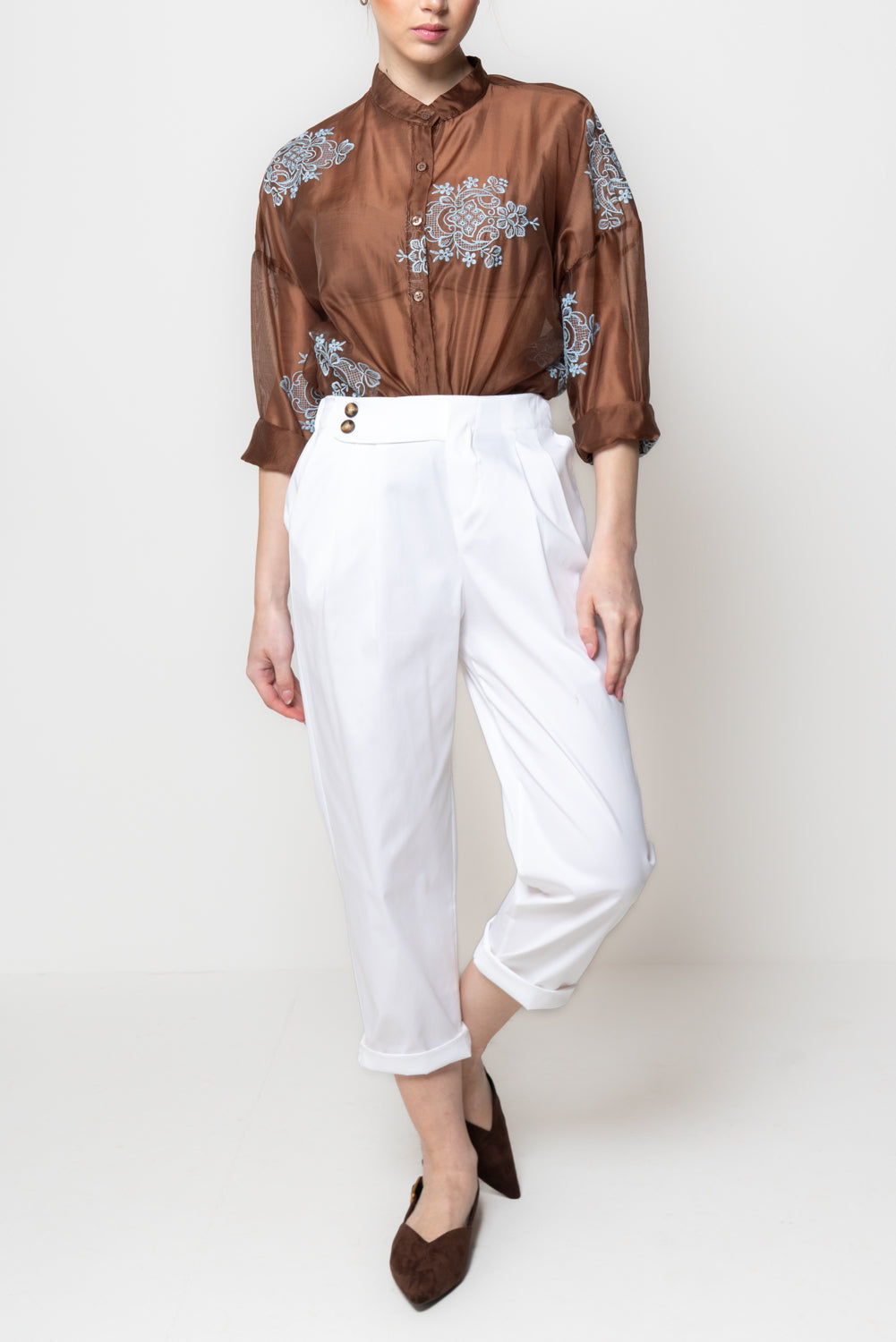 Pantalone in Cotone Due Bottoni
