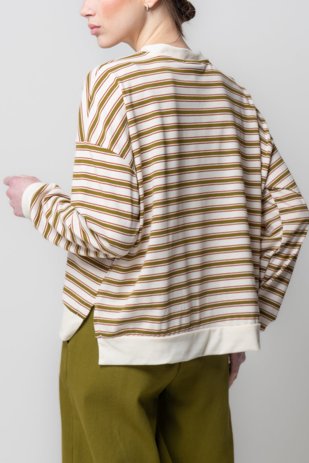 Felpa Girocollo Rigata con Texture