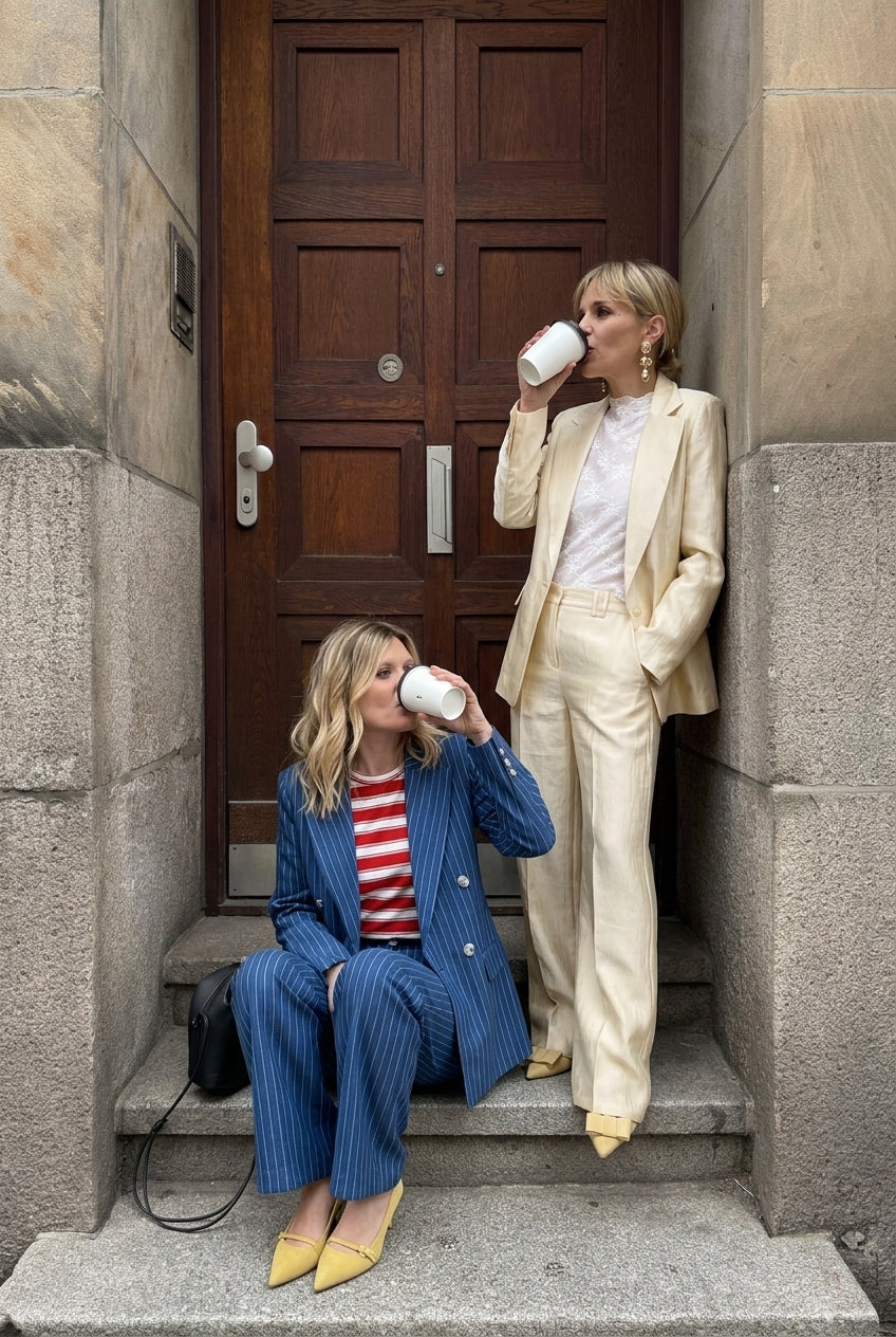 Pantaloni in fluido gessato