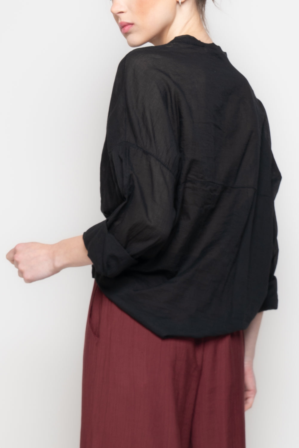 Camicia Oversize con Scollo alla coreana