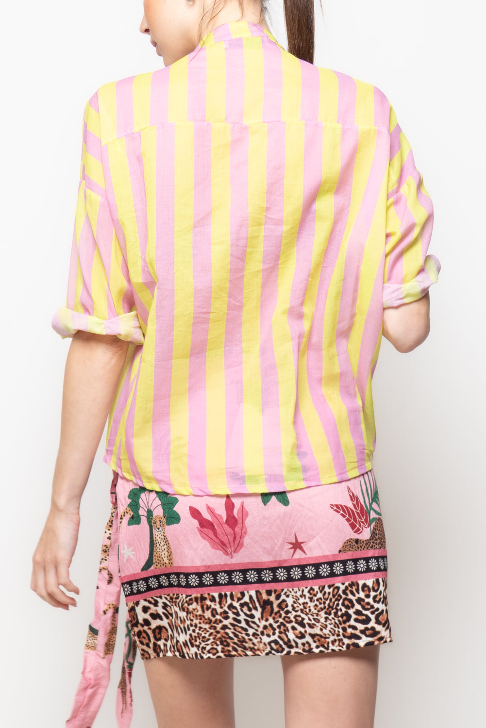 Camicia alla coreana a righe