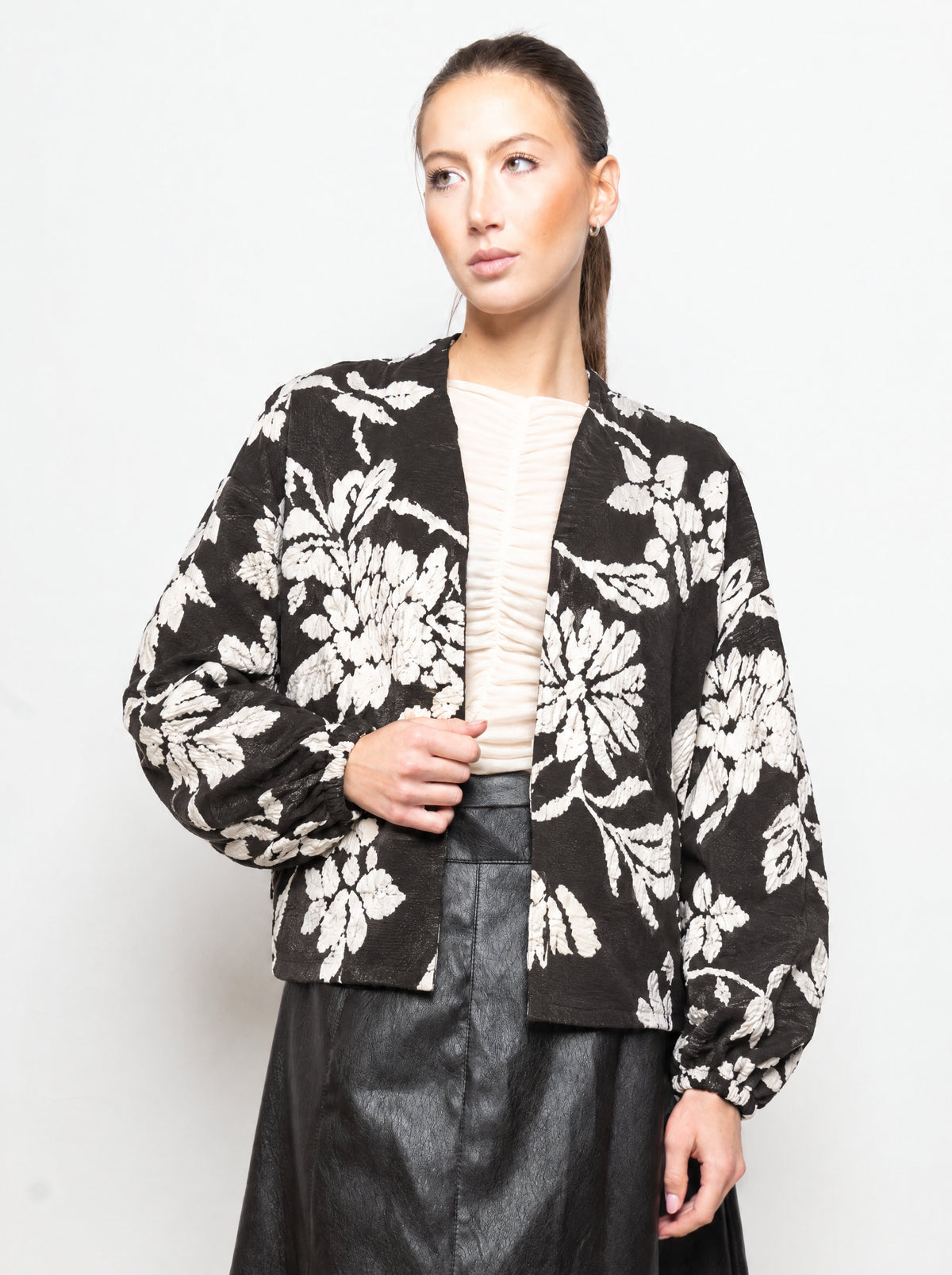 Kimono in maglia fantasia jacquard