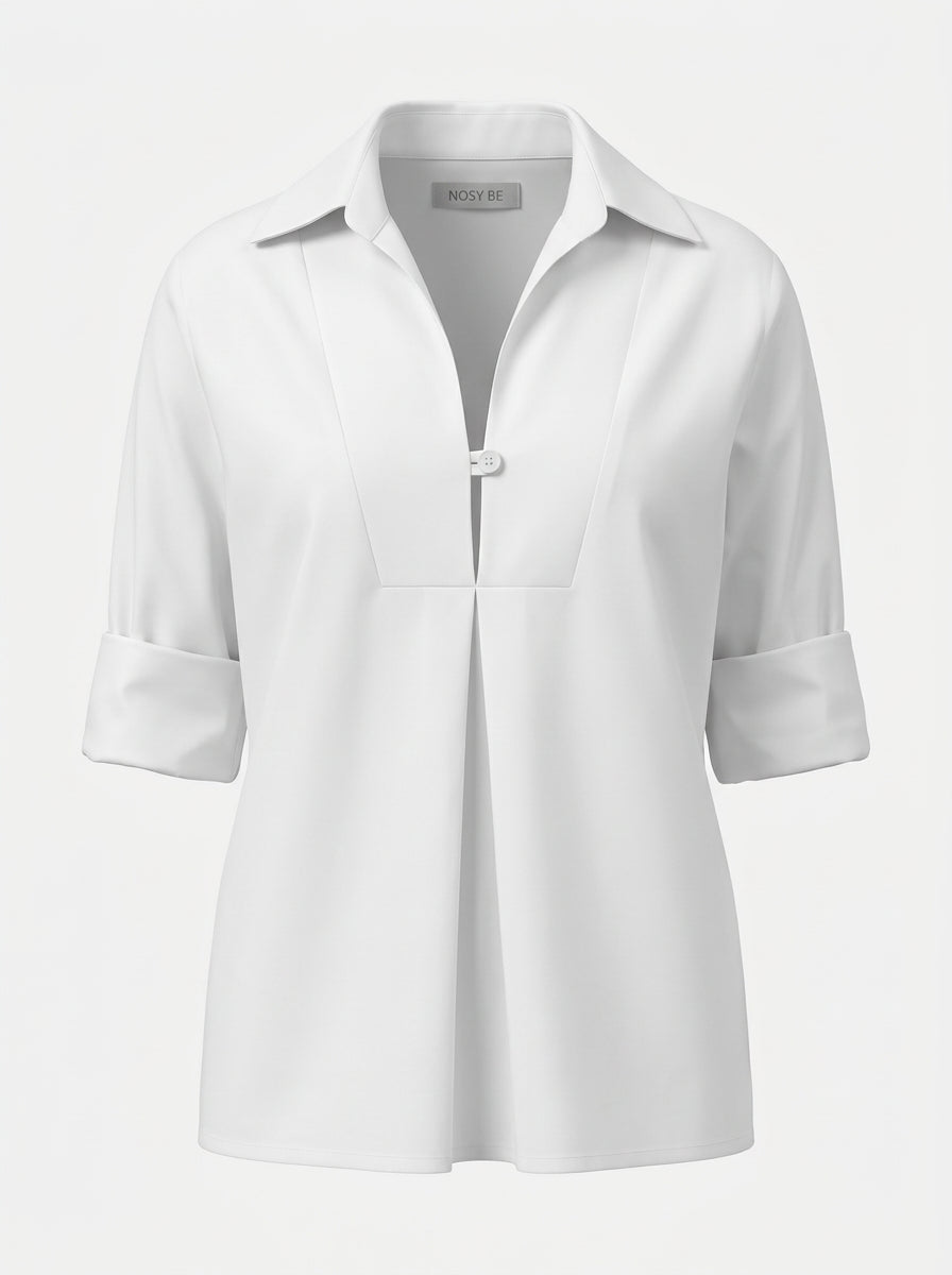 Camicia con Scollo a V e Cannoncino