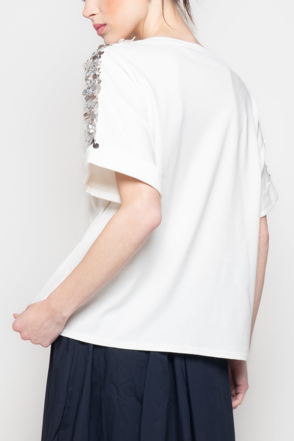 T-shirt con Spalle Paillettes