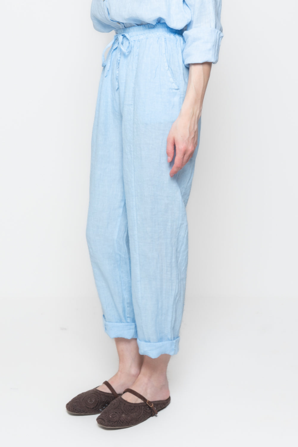 Pantaloni in Lino con Coulisse