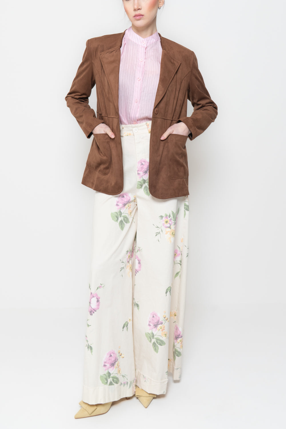 Giacca in suede con cuciti