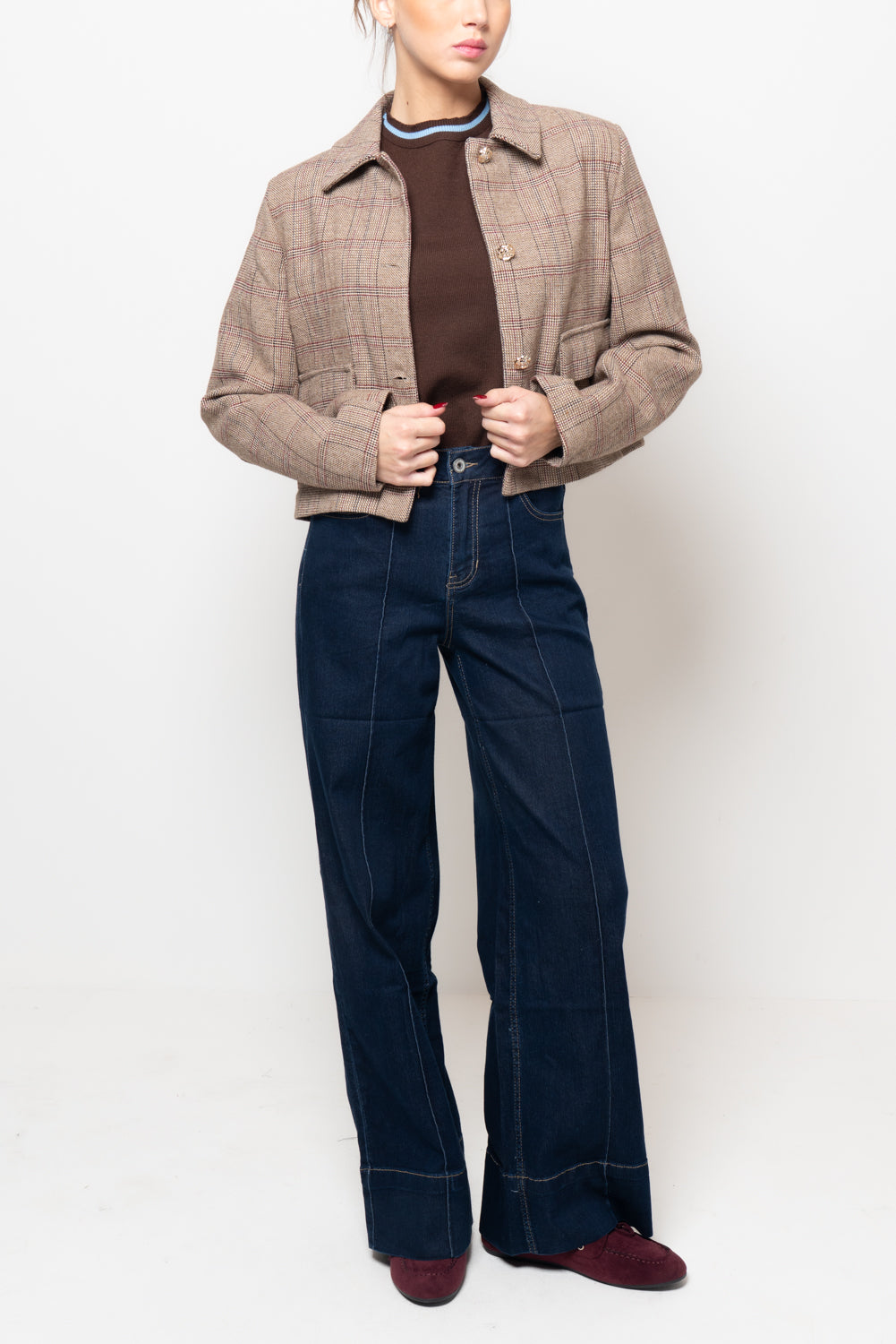 Giacca tartan con colletto