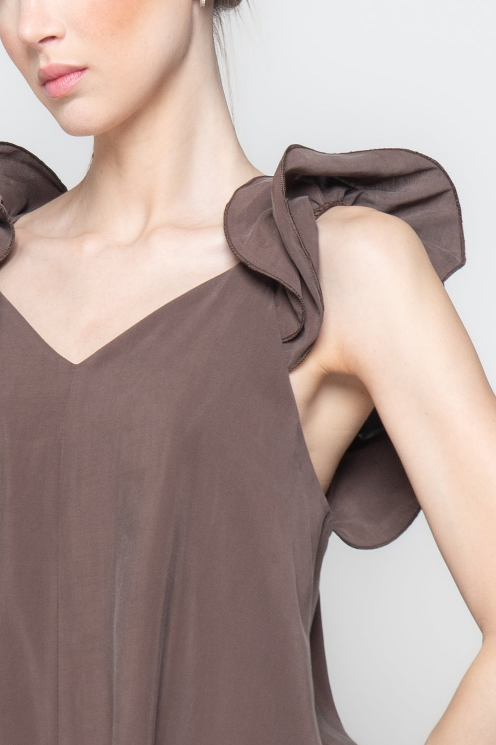 Abito Midi con Spalline a Balze